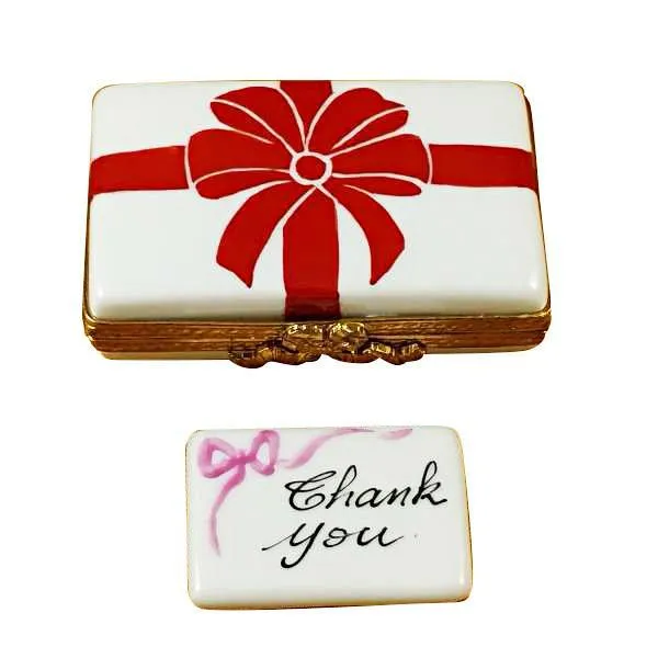 Gift Box With Red Bow - Thank You Limoges Box by Rochard™