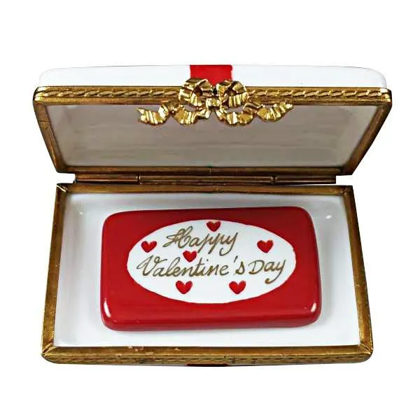 Gift Box With Red Bow - Happy Valentine's Day Limoges Box by Rochard™