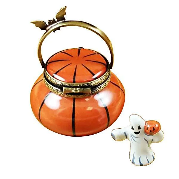 Jack O Lantern Pail with Removable Ghost Limoges Box by Rochard™