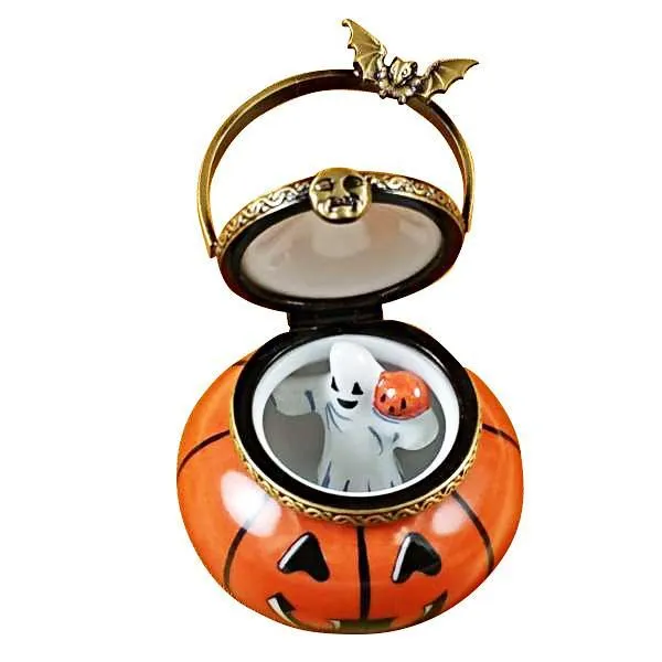 Jack O Lantern Pail with Removable Ghost Limoges Box by Rochard™