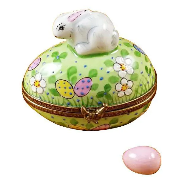 Rabbit On Easter Egg with Egg Limoges Box by Rochard™