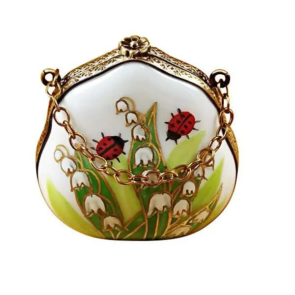 Lily of the Valley Purse with Lady Bugs Limoges Box by Rochard™