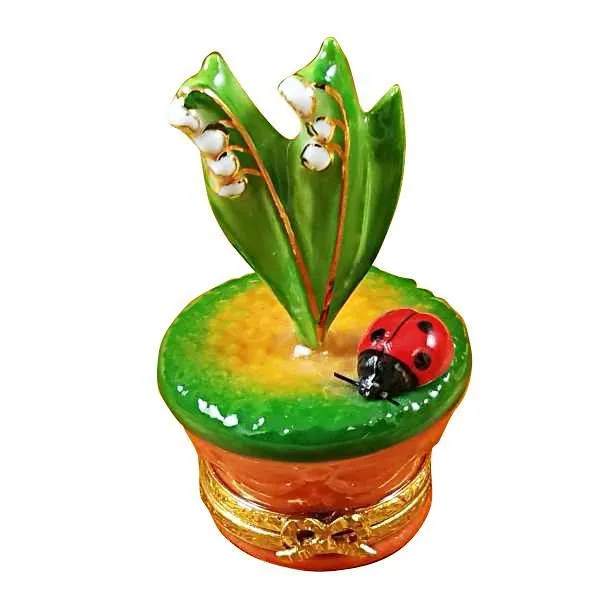 Lily Of The Valley with Lady Bug In Pot Limoges Box by Rochard™