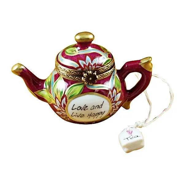 Teapot - Love & Live Happy Limoges Box by Rochard™