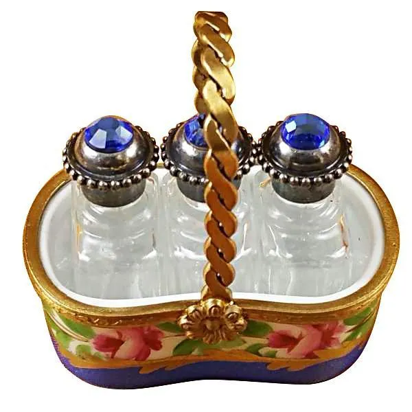 Basket With Three Perfume Bottles Limoges Box by Rochard™