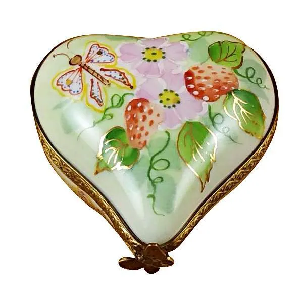 Small Heart with Strawberries Limoges Box by Rochard™