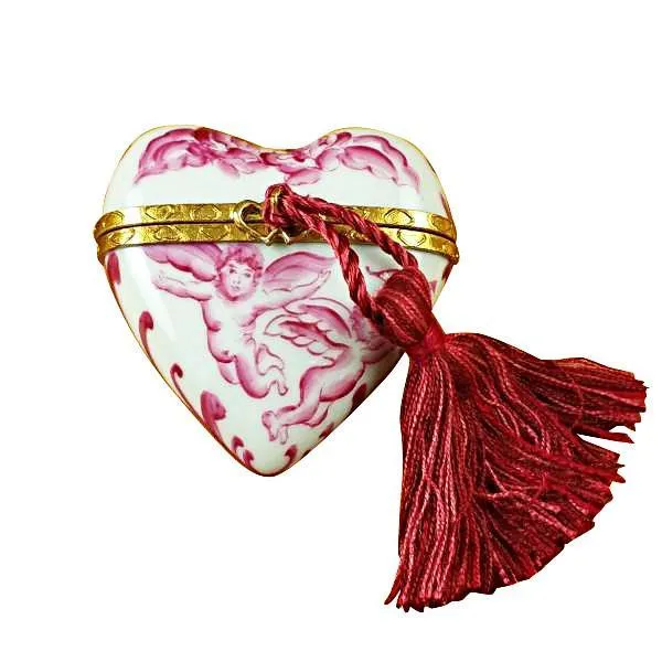 Heart Pink Angel with Tassel Limoges Box by Rochard™