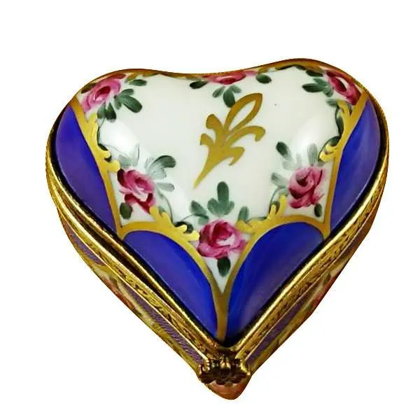 Blue Heart With Flowers Limoges Box by Rochard™