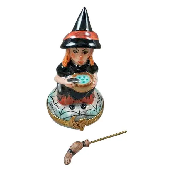 Witch with Broom and Cauldron Limoges Box by Rochard™