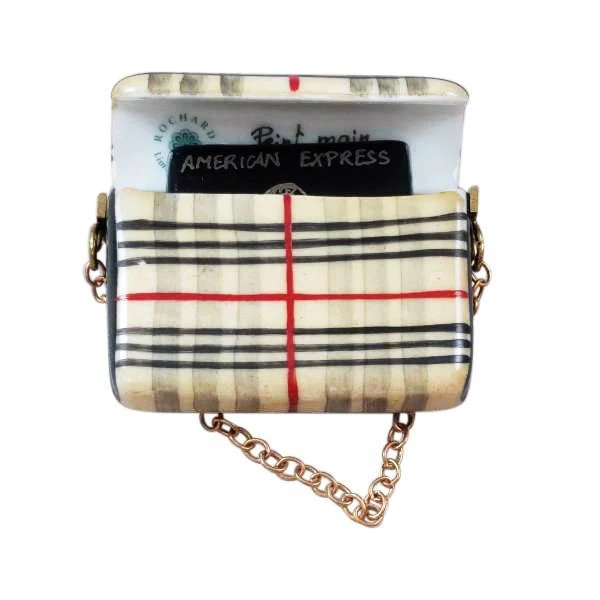 Burberry Purse with Black Amx Card Limoges Box by Rochard™