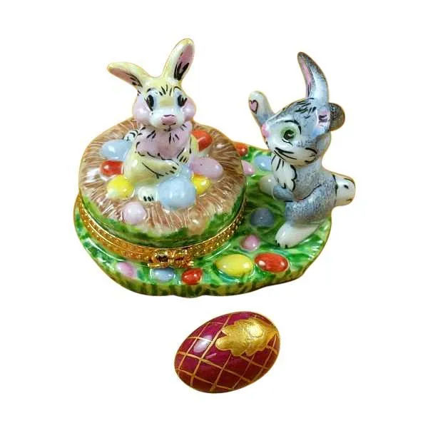 Bunnies with Eggs Limoges Box by Rochard™