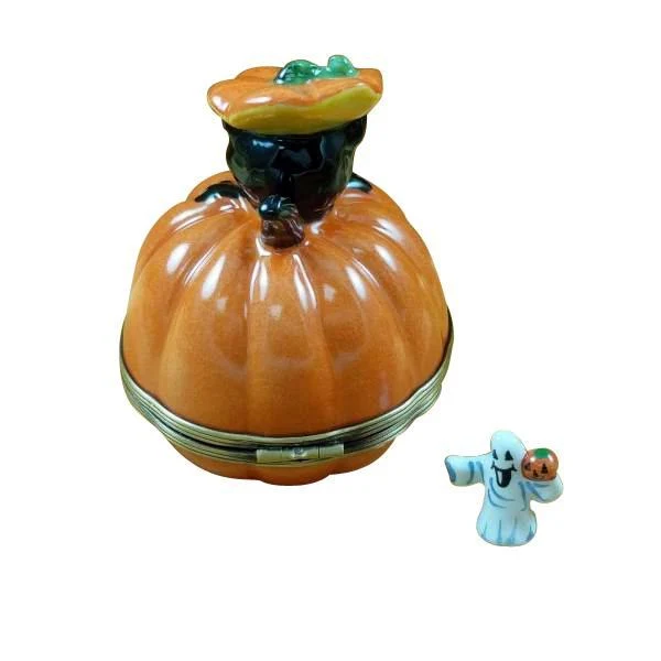 Black Cat on Jack-O-Lantern Limoges Box by Rochard™