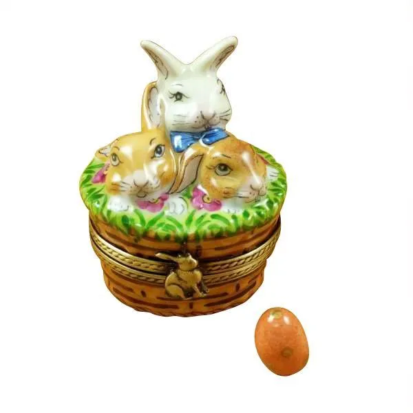 3 Rabbits in Basket Limoges Box by Rochard™