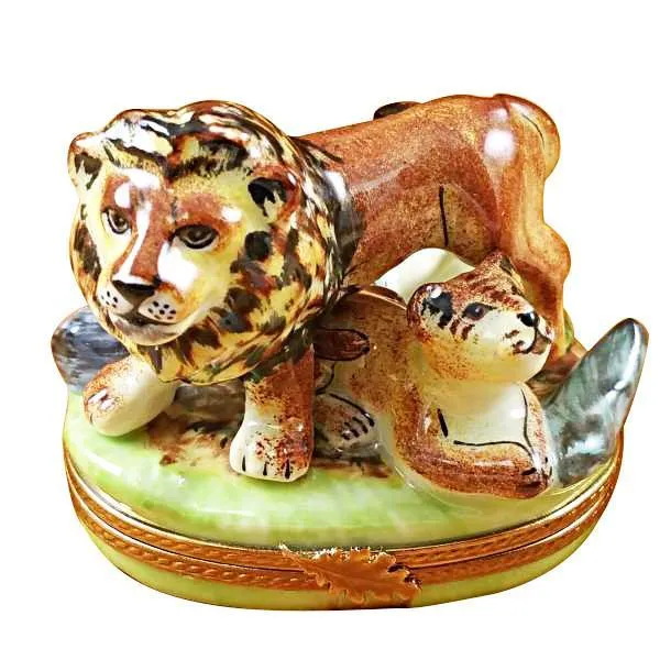 Lion With Baby Limoges Box by Rochard™