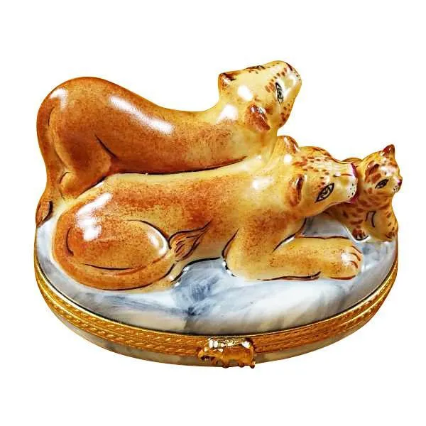 Lioness With Cubs Limoges Box by Rochard™