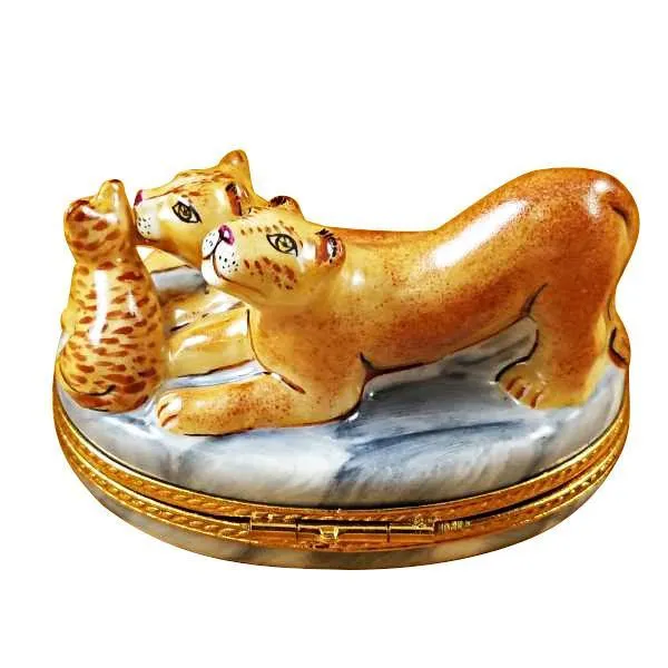 Lioness With Cubs Limoges Box by Rochard™