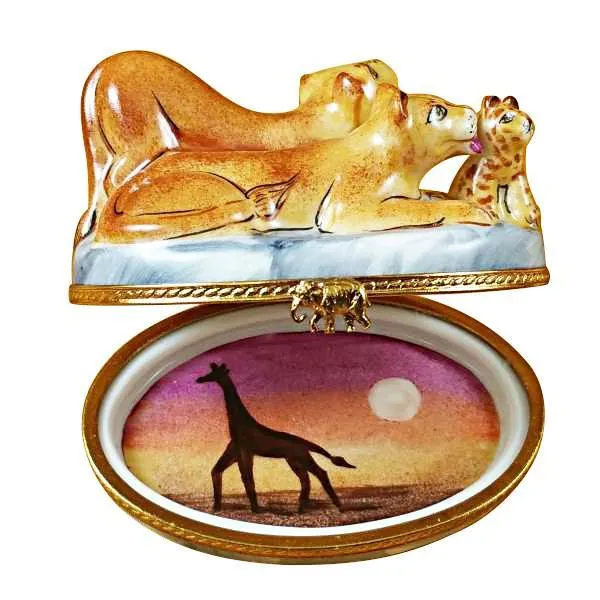 Lioness With Cubs Limoges Box by Rochard™