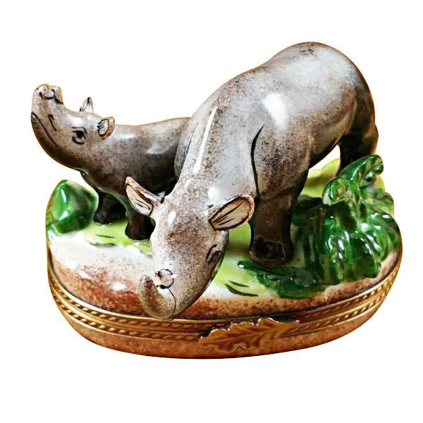 Rhino W/Baby Limoges Box by Rochard™