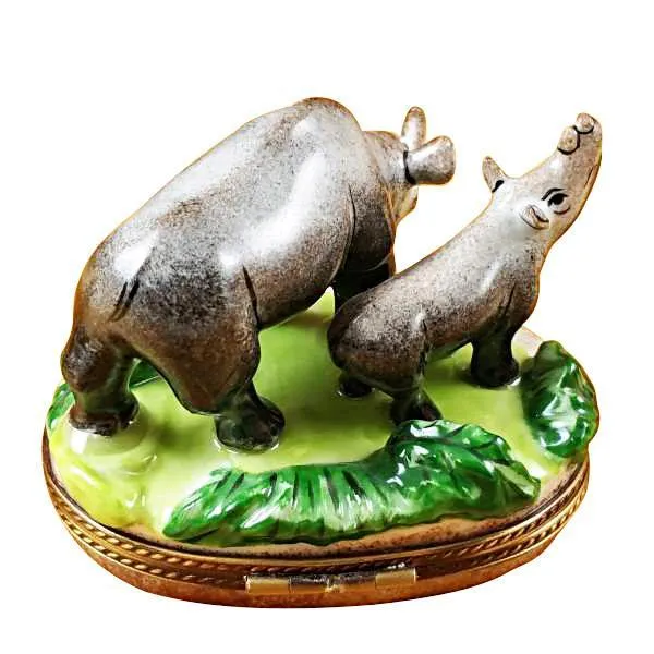 Rhino W/Baby Limoges Box by Rochard™