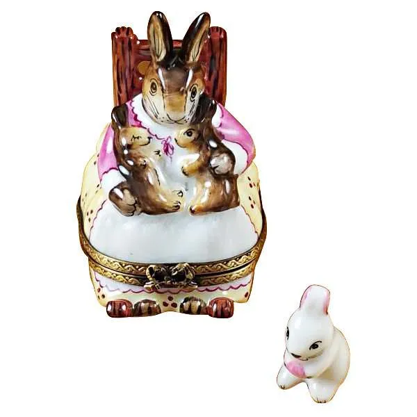 Mother Rabbit Rocking W/Baby Limoges Box by Rochard™