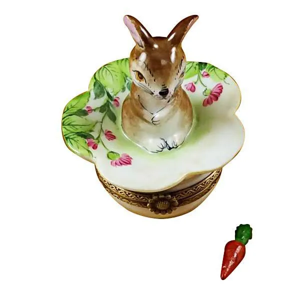 Brown Bunny with Carrot Limoges Box by Rochard™