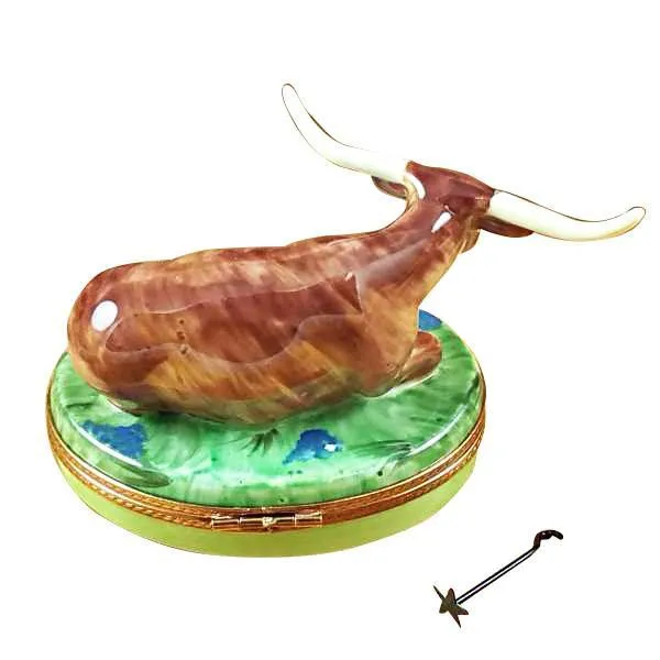Lazy Longhorn With Star Branding Iron Limoges Box by Rochard™