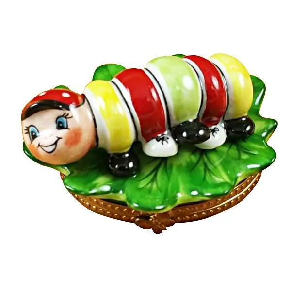 Caterpillar On Leaf Limoges Box by Rochard™