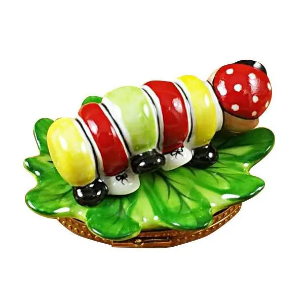 Caterpillar On Leaf Limoges Box by Rochard™