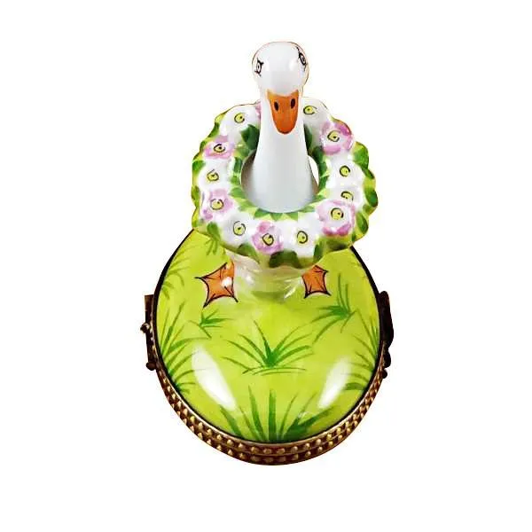 Goose With Spring & Christmas Wreaths Limoges Box by Rochard™