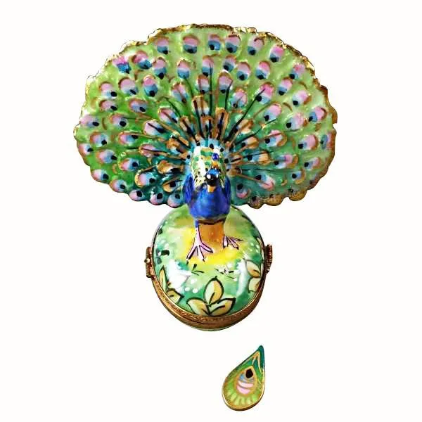 Peacock with Feather Limoges Box by Rochard™