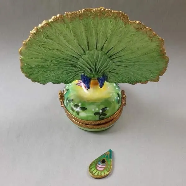 Peacock with Feather Limoges Box by Rochard™