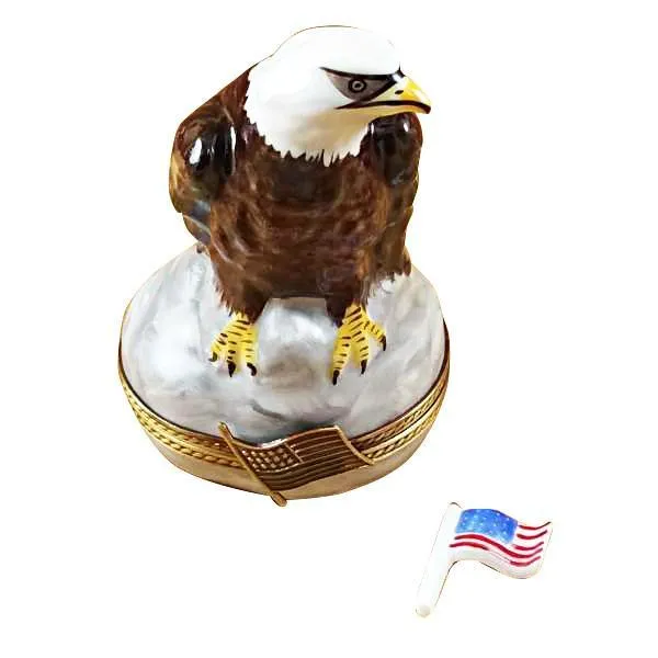 Bald Eagle With American Flag Limoges Box by Rochard™