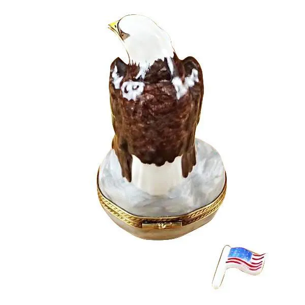 Bald Eagle With American Flag Limoges Box by Rochard™