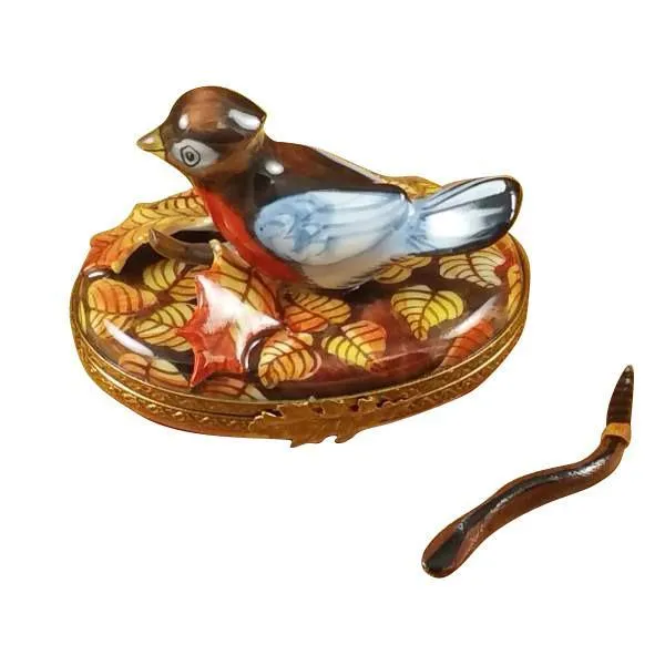 Robin With Removable Worm Limoges Box by Rochard™