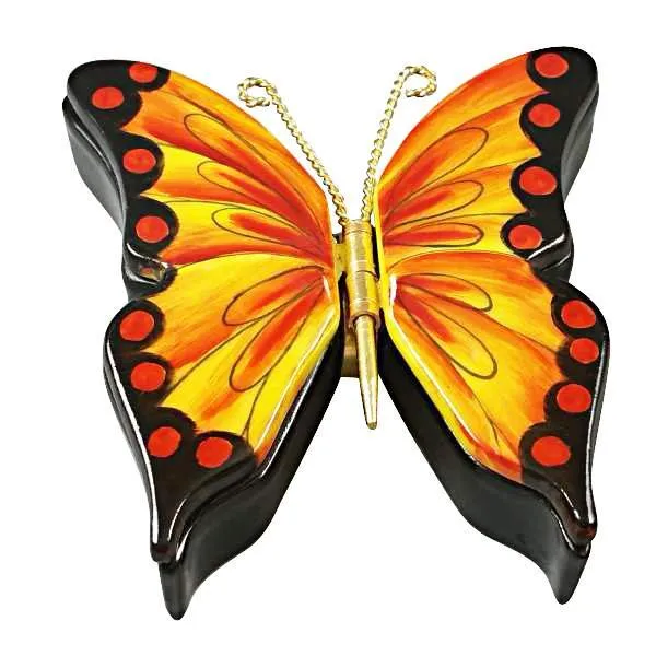 Double Hinged Monarch Butterfly Limoges Box by Rochard™