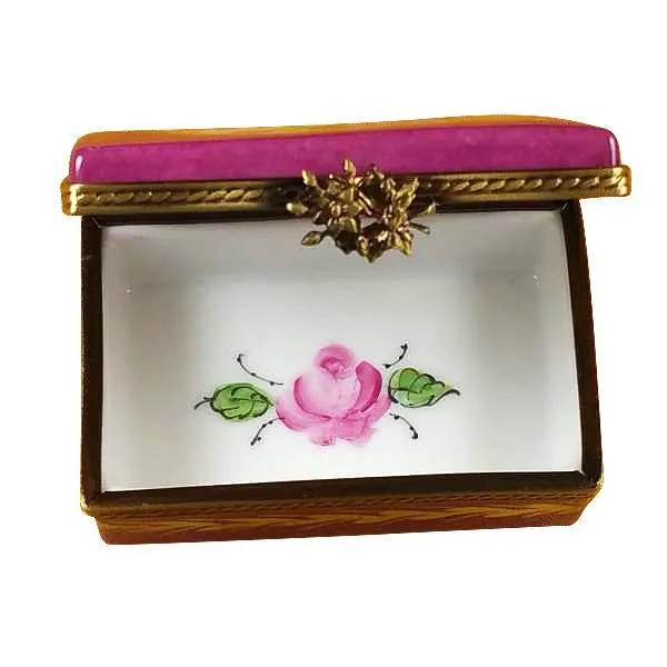 Burgundy Rectangle With Flowers Limoges Box by Rochard™