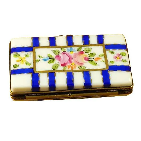 Flat Rectangle With Blue Stripes Limoges Box by Rochard™