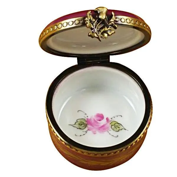 Burgundy Round With Flowers Limoges Box by Rochard™