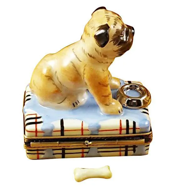 Pug With Spilt Water And Removable Bone Limoges Box by Rochard™