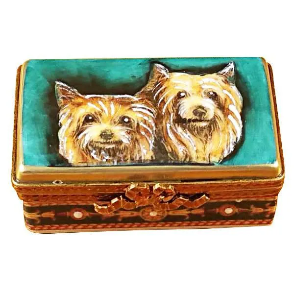 Yorkies Rectangular Base Limoges Box by Rochard™
