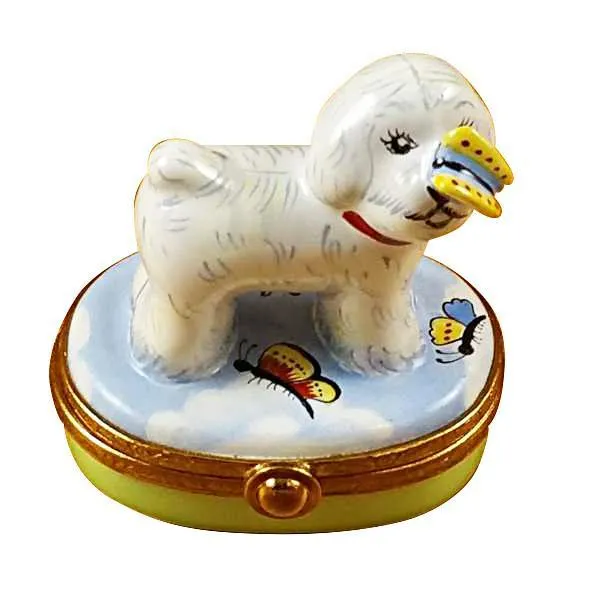 Bichon Frise With Butterfly Limoges Box by Rochard™