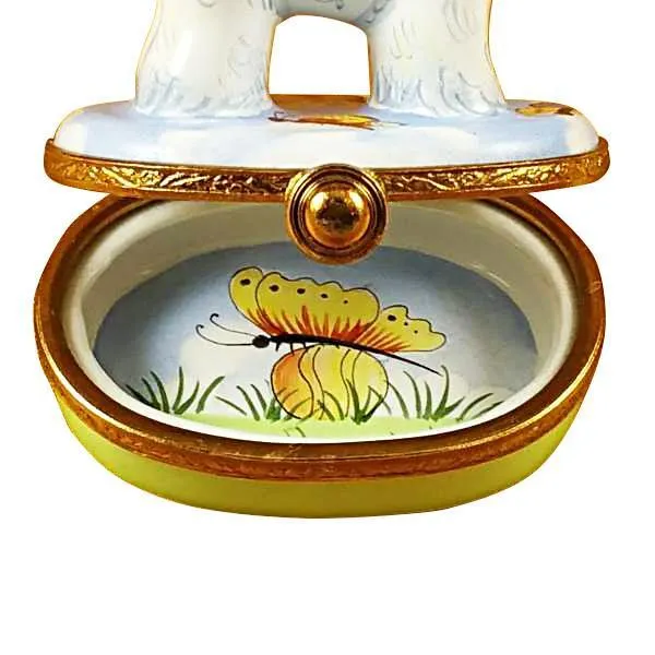 Bichon Frise With Butterfly Limoges Box by Rochard™