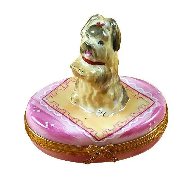 Yorkie On Pink Base Limoges Box by Rochard™
