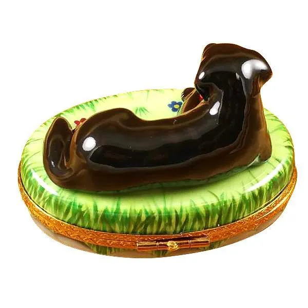 Black Lab With Ball Limoges Box by Rochard™