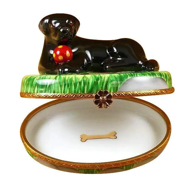 Black Lab With Ball Limoges Box by Rochard™
