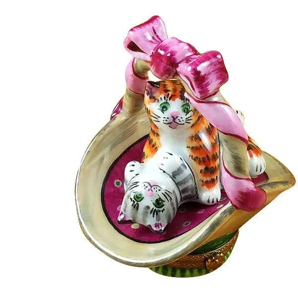 Two Cats In Basket Limoges Box by Rochard™