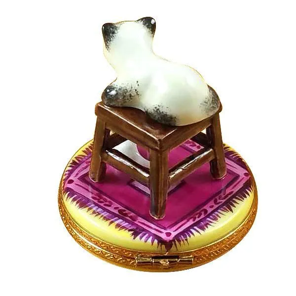 Stool W/Cat & Mouse Limoges Box by Rochard™