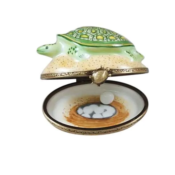 Turtle on Sand with Egg Limoges Box by Rochard™