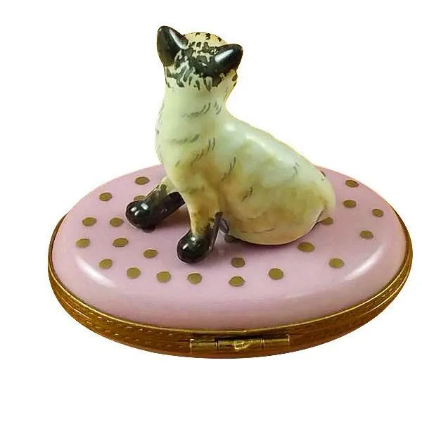 Cat On Pink Base Limoges Box by Rochard™