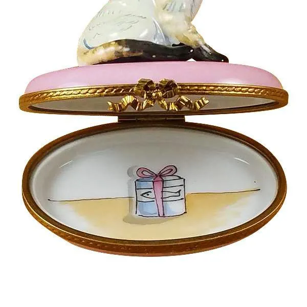 Cat On Pink Base Limoges Box by Rochard™